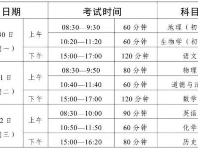广州2025中考时间表最新公布