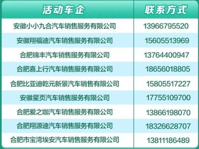 合肥长丰县汽车购车补贴活动参与车企2025