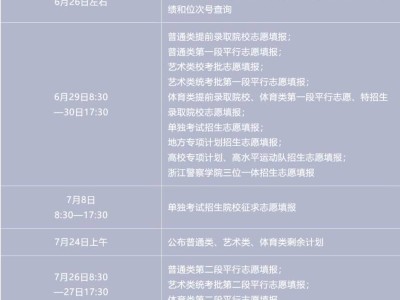 2025浙江高考志愿填报日程安排