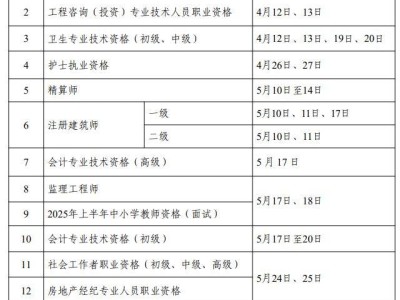 2025年度专业技术人员职业资格考试工作计划及有关事项