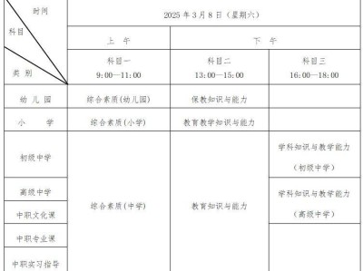 山东2025上半年教资考试时间+科目