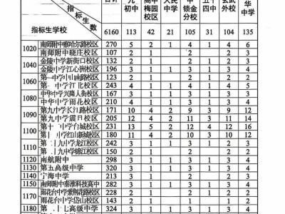 2025南京中考指标生招生计划表