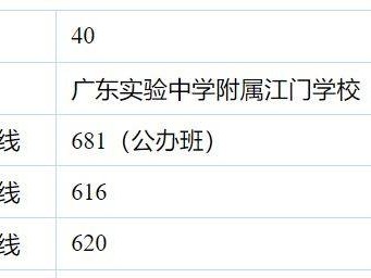广东实验中学附属江门学校公办班中考录取分数线是多少？