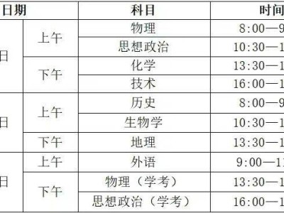 2026浙江1月选考学考考试时间