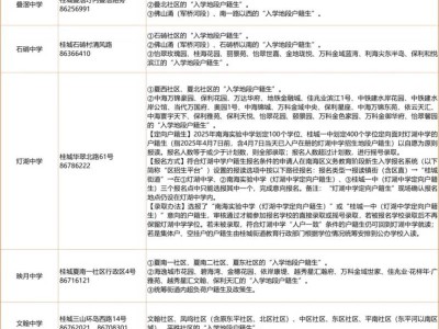 2025南海桂城街道公办初中学区划分表