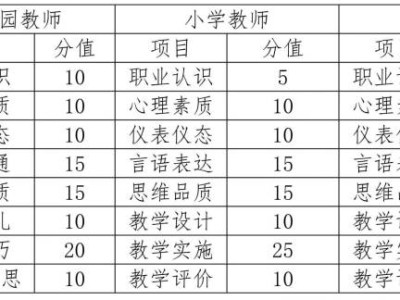 海南省2025下半年教资面试评分标准（项目+分值）