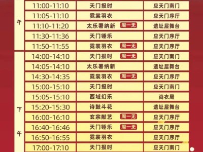 隋唐洛阳城景区5月演出时间表