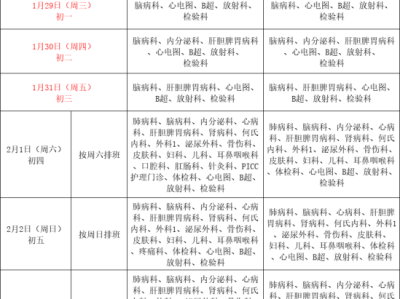 上海青浦区各大医院2025春节放假安排