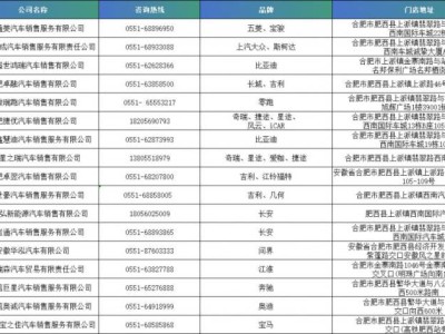 2025合肥肥西县汽车消费补贴汽车商家名单(电话+地点)