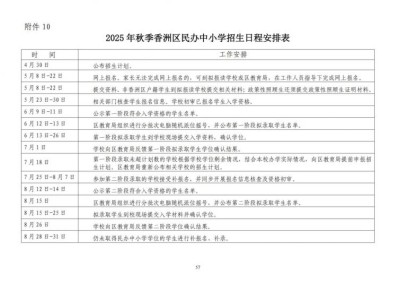 2025珠海香洲区民办中小学招生日程时间安排