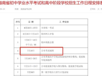 2025海南中考什么时候出成绩（附查询入口）