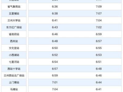 兰州地铁1号线最新时刻表