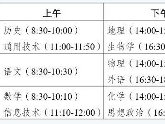 2025年云南高中学业水平考试时间安排