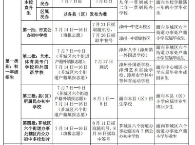 2025年漳州市公民办义务教育学校同步招生录取办法