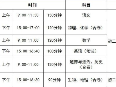 2025孝感中考时间（初三+初二）