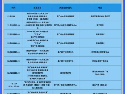 2024厦门文化惠民演出时间+地点(每周更新)