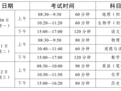 佛山中考时间2025年时间表