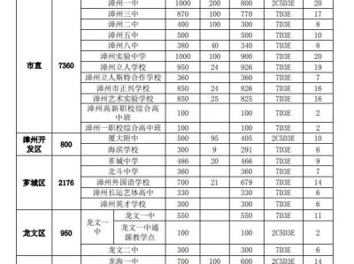 2025年漳州市普通高中招生总计划表（分县、分学校）