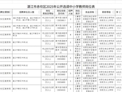 2025湛江市赤坎区选调中小学教师报名指南（时间+岗位表）