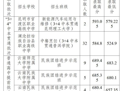 普洱中考分数线2024年录取线是多少