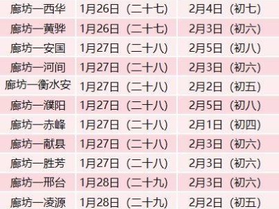 2025廊坊各汽车站春节期间运营时间+车辆班次表