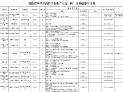 安徽2025三支一扶计划招募岗位表(962名)