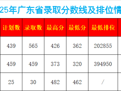惠州经济职业技术学院2025年广东省夏季高考录取分数线及排位