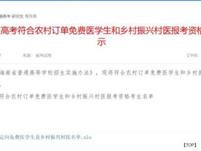 2025海南高考符合农村订单免费医学生和乡村振兴村医报考资格考生名单公