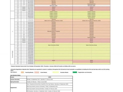 宁波诺丁汉大学2025-2026学年校历