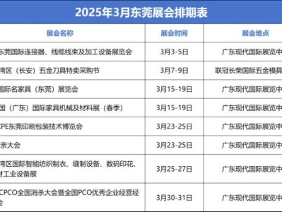 2025年3月东莞展会排期表(时间+地点+介绍)