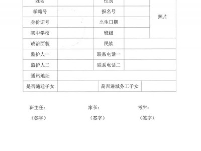 武汉市中考报名信息核对表