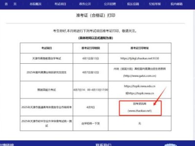 天津2025高考体育类专业市级统考准考证打印入口