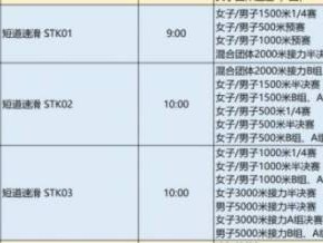 哈尔滨亚冬会短道速滑比赛时间