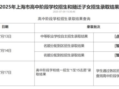 2025上海名额分配到区招生录取结果查询入口（官网）