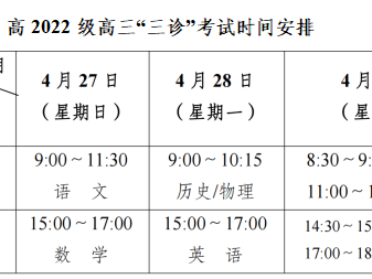 2025成都高三三诊考试时间
