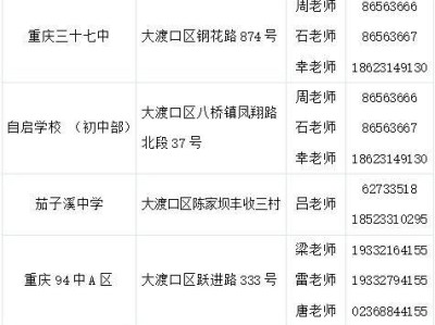 重庆大渡口“小升初”招生咨询电话