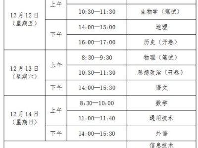 2025下半年吉林高中学业水平考试时间安排