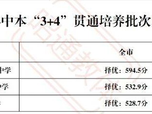 2025年昭通中考“3+4”贯通培养录取分数线