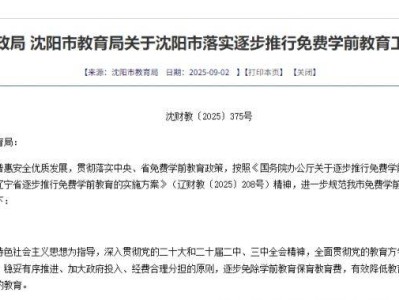 沈阳市落实逐步推行免费学前教育工作的通知