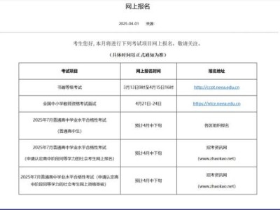 天津2025年7月普通高中学业水平合格性考试报名入口