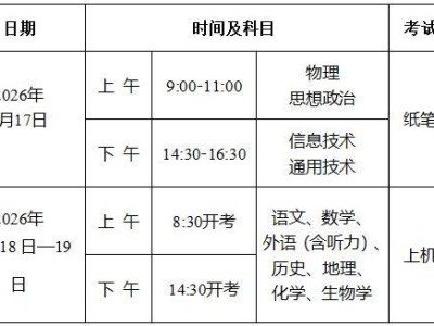 2026重庆合格性考试时间安排