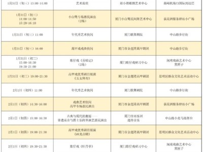 厦门春节免费惠民演出时间表