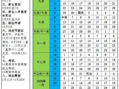 塔里木大学2025-2026学年校历