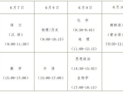 黑龙江高考考试时间2025