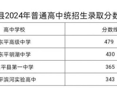 2024泰安东平县普通高中统招生录取分数线