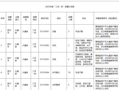 2025年青海省高校毕业生“三支一扶”计划服务人员招募公告