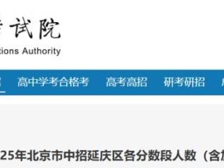 2025北京延庆区中考成绩一分一段表
