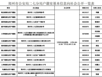 郑州市户籍室最新电话地址及办公时间汇总