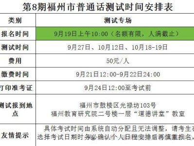 福州普通话水平考试报名时间（持续更新）