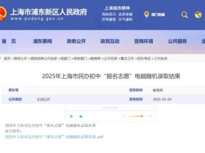 2025浦东新区民办初中摇号结果公布(附名单查询）